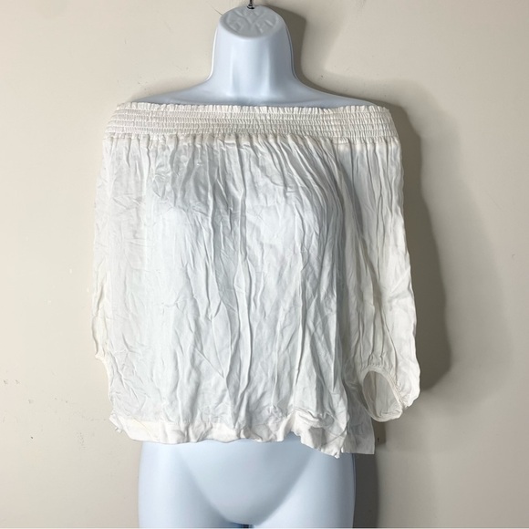 Aritzia Babaton Blouse Off The Shoulders 3/4 Length Sleeve White Size XS - Picture 7 of 15